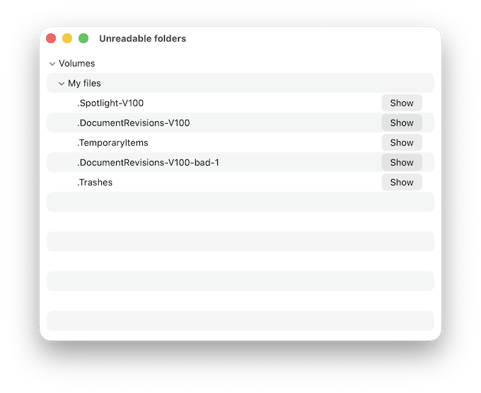 Unreadable folders